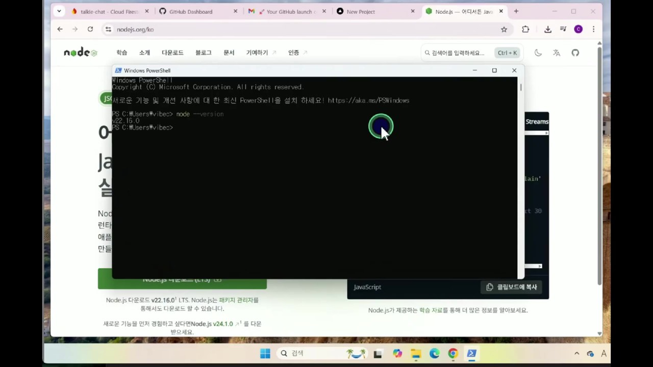 node --version 실행 결과