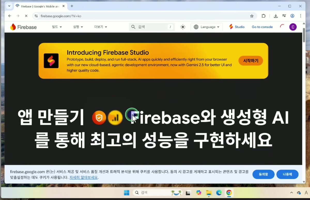 Firebase 홈페이지로 이동